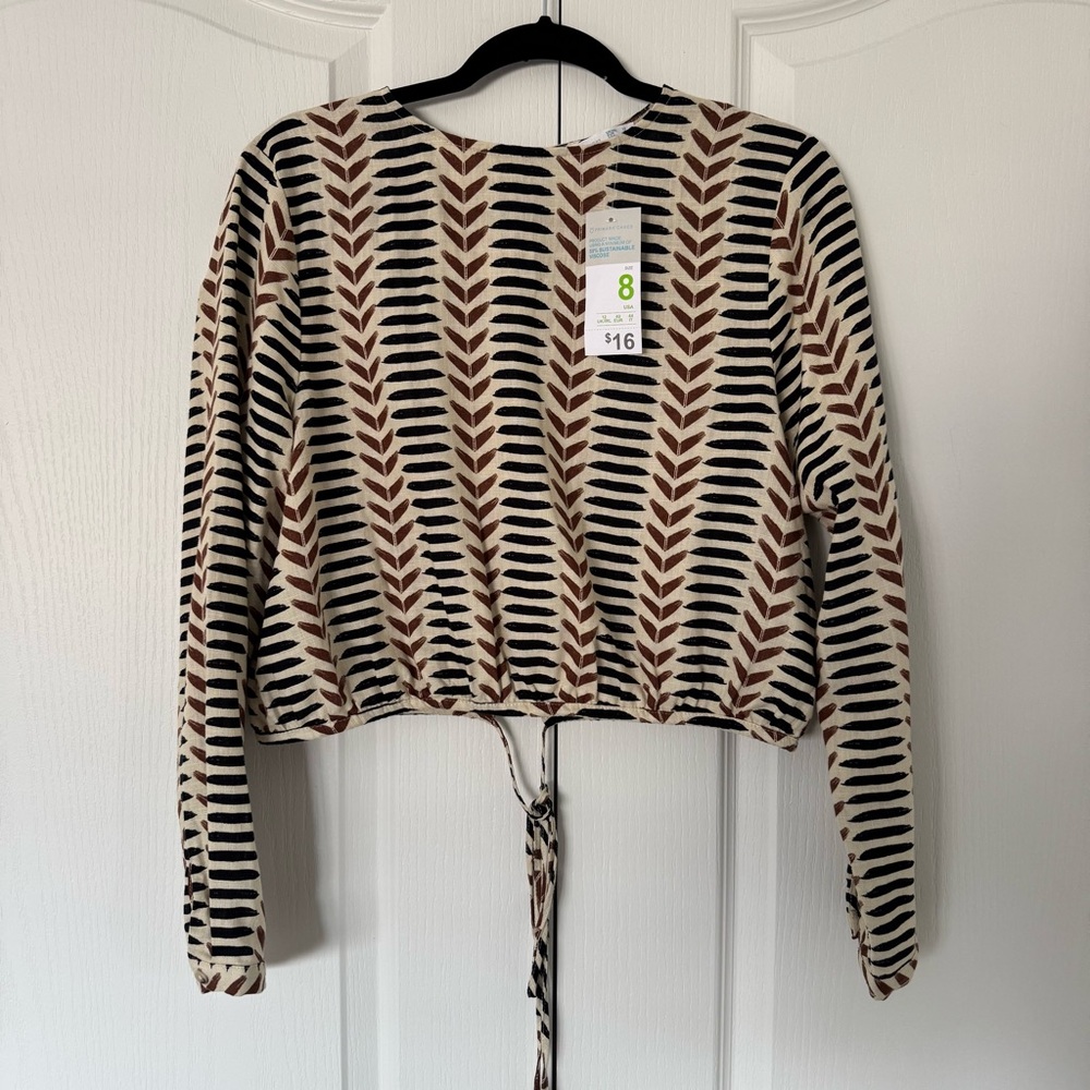 Patterned Long Sleeve with Tie Up